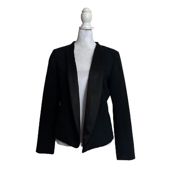 Vince Camuto Women’s Open Front Padded Shoulder Black Blazer Jacket Designer 6P - Picture 1 of 10